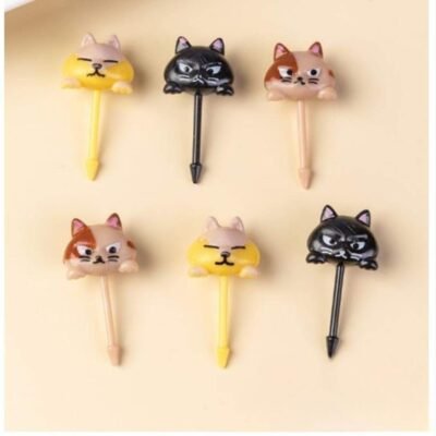 Cute Cat Fruit Forks – 6 pcs Pack
