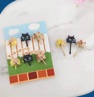 Cute Cat Fruit Forks – 6 pcs Pack