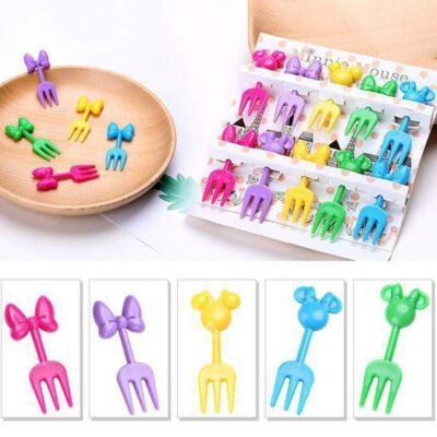 Add a playful touch to your snacks with this Premium Quality Mini Mouse Colorful Fruit Forks Set. Each pack includes 10 reusable forks in vibrant assorted colors, designed with the classic Mini Mouse bow and ears. Perfect for fruits, desserts, cheese, and lunchbox snacks. • Pack Quantity: 10 pieces • Premium Quality: durable and long-lasting plastic • Colorful set (multiple bright colors, not just pink & white) • Safe for kids and eco-friendly (reusable) • Ideal for lunchboxes, parties, picnics, and everyday snacks