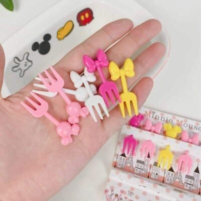 Minnie Mouse Fruit Forks Pink & White (10 pcs) - Premium Quality