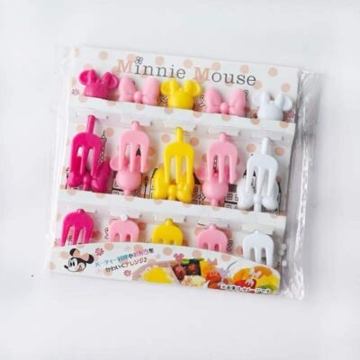 Minnie Mouse Fruit Forks Pink & White (10 pcs) - Premium Quality