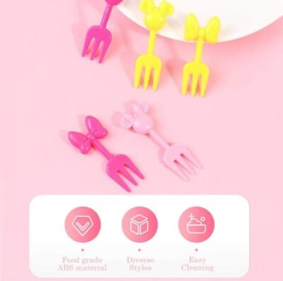 Minnie Mouse Fruit Forks Pink & White (10 pcs) - Premium Quality