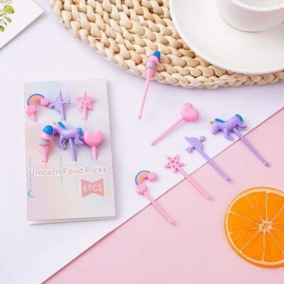 Unicorn Lunchbox Fruit Picks – 6 Pcs Cute Cartoon Food Picks