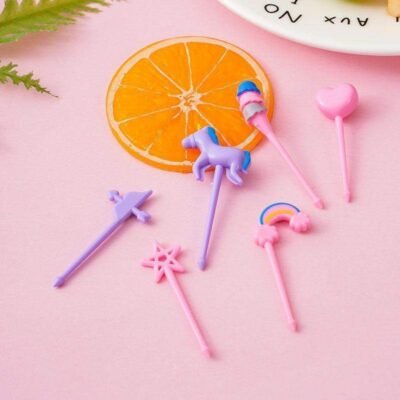 Unicorn Lunchbox Fruit Picks – 6 Pcs Cute Cartoon Food Picks