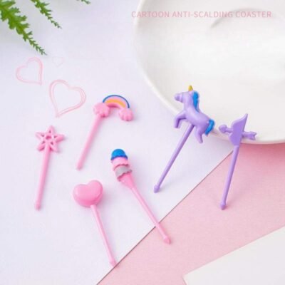 Unicorn Lunchbox Fruit Picks – 6 Pcs Cute Cartoon Food Picks