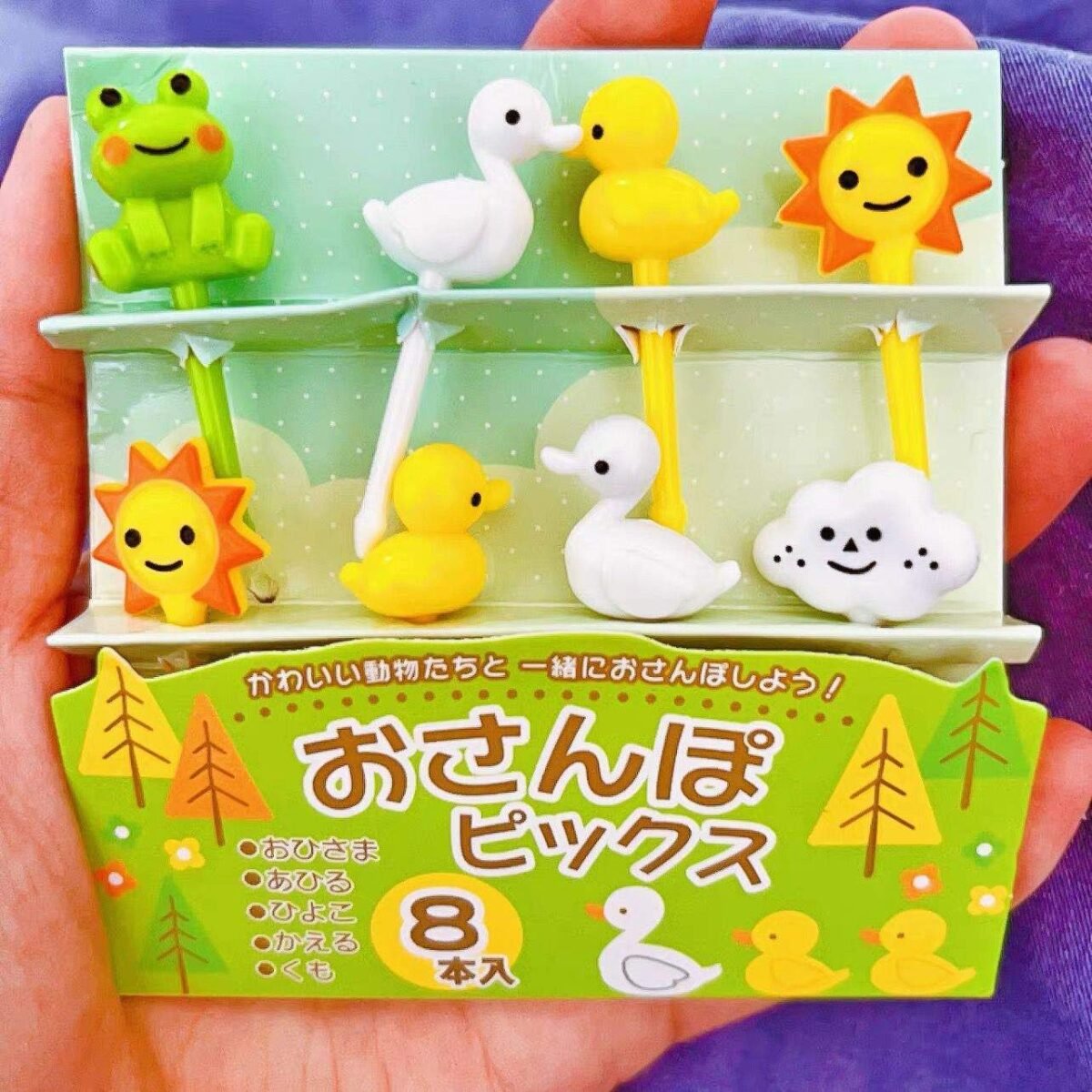 Cartoon Animal & Nature Lunchbox Picks – (8 pcs)