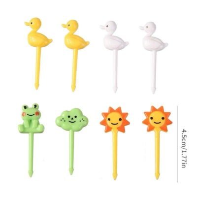 Cartoon Animal & Nature Lunchbox Picks – (8 pcs)