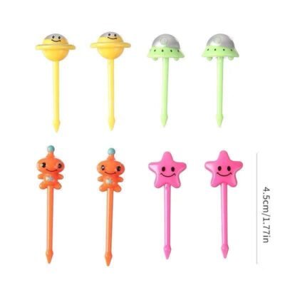 Cartoon Space & Star Lunchbox Picks – (8 pcs)