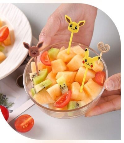 Pokemon Lunchbox Picks – (8 pcs) Pikachu & Eevee Cartoon Food Picks