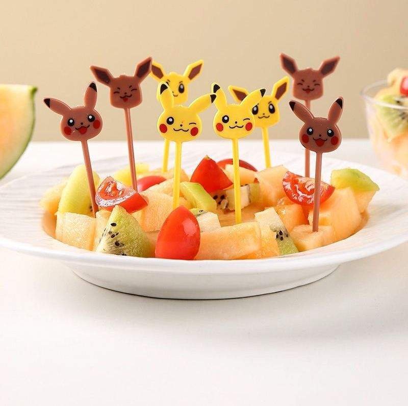 Pokemon Lunchbox Picks – (8 pcs) Pikachu & Eevee Cartoon Food Picks