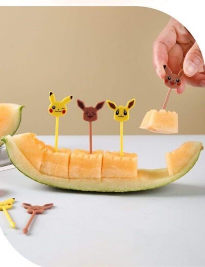 Pokemon Lunchbox Picks – (8 pcs) Pikachu & Eevee Cartoon Food Picks