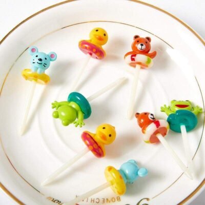 Cute Animal Lunchbox Picks with Float Rings – Bento Food Fruit Forks (8 pcs)