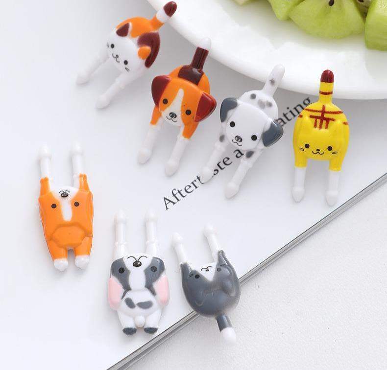Cute Cat & Dog Lunchbox Picks – Animal Tail Food Fruit Forks | (7 pcs)