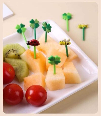 Clover & Ladybug Lunchbox Picks – 12 pcs Cute Fruit Forks for Kids