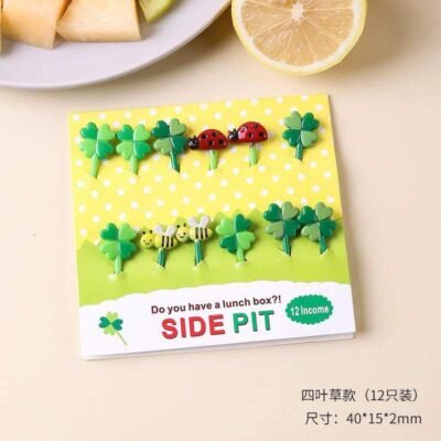Clover & Ladybug Lunchbox Picks – 12 pcs Cute Fruit Forks for Kids