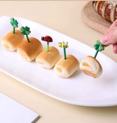 Clover & Ladybug Lunchbox Picks – 12 pcs Cute Fruit Forks for Kids