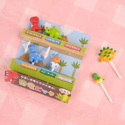 Dinosaur Food Picks for Kids Lunchbox & School Meals (6 pcs)