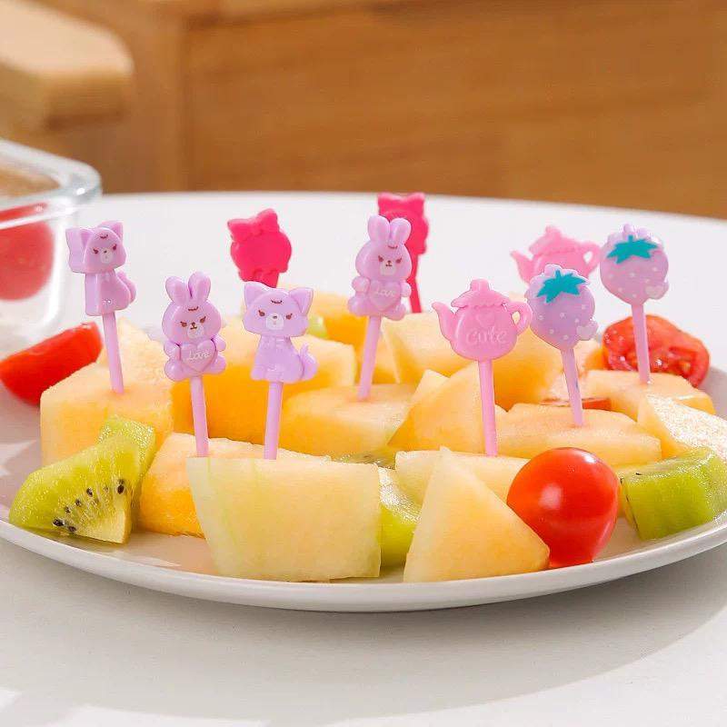 Kids Lunchbox Party Picks – Cute Pink Bunny & Cat Designs (10 pcs)