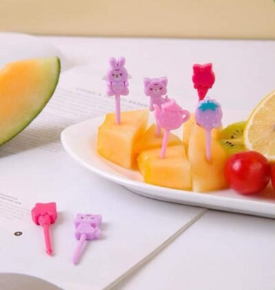 Kids Lunchbox Party Picks – Cute Pink Bunny & Cat Designs (10 pcs)