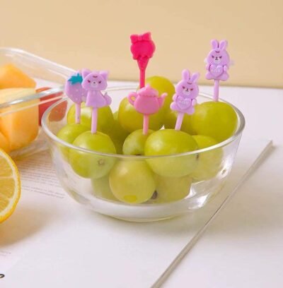 Kids Lunchbox Party Picks – Cute Pink Bunny & Cat Designs (10 pcs)