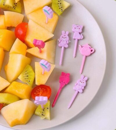 Kids Lunchbox Party Picks – Cute Pink Bunny & Cat Designs (10 pcs)