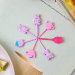 Kids Lunchbox Party Picks – Cute Pink Bunny & Cat Designs (10 pcs)