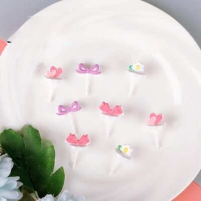 8 pcs Pink Food Picks for Kids Lunchbox, Bento & School Snacks