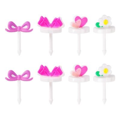 8 pcs Pink Food Picks for Kids Lunchbox, Bento & School Snacks