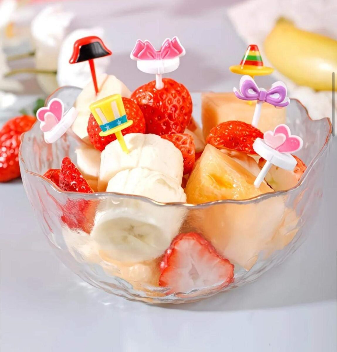 8 pcs Pink Food Picks for Kids Lunchbox, Bento & School Snacks