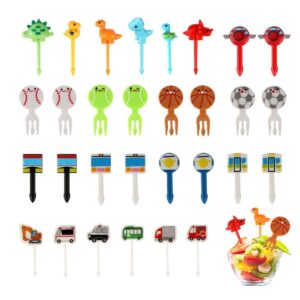 Mixed Designs Lunchbox Picks – (30 pcs) Reusable Food Picks for Kids Bento