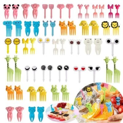 Lunchbox Picks 60 pcs – Colorful Animal & Fun Character Food Picks for Kids Bento