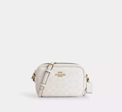 Coach Mini Jamie Camera Bag In Signature Canvas Gold/White/Chalk