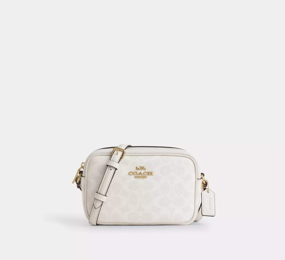 Coach Mini Jamie Camera Bag In Signature Canvas Gold/White/Chalk
