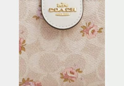 Medium Corner Zip Wallet In Signature Canvas With Floral Print