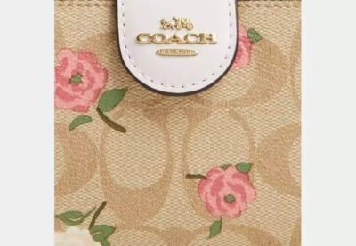 Medium Corner Zip Wallet In Signature Canvas With Floral Print