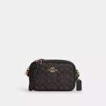 Coach Mini Jamie Camera Bag In Signature Canvas Gold/Walnut/Black