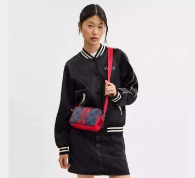 Mini Jamie Camera Bag In Signature Canvas With Varsity Stripe