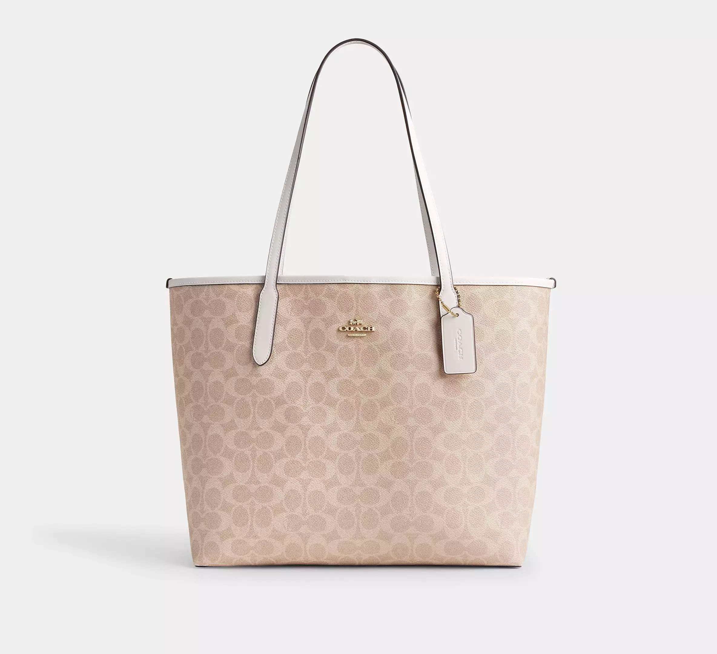 Coach City Tote Bag In Signature Canvas Gold/Sand/Chalk