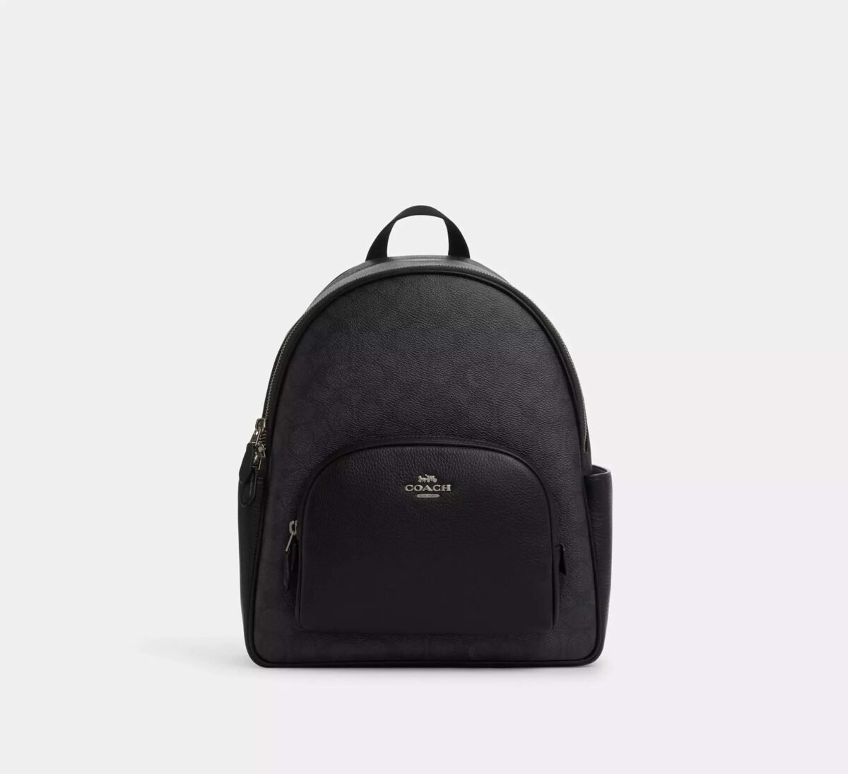 Coach Court Backpack In Signature Canvas Gunmetal/Charcoal/Black