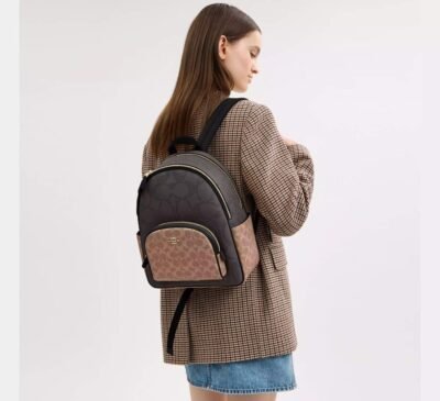 Court Backpack In Blocked Signature Canvas