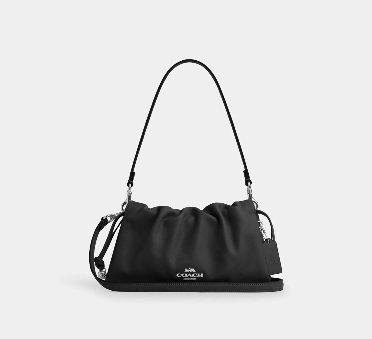 Coach Faye Shoulder Bag With Ruching Silver/Black