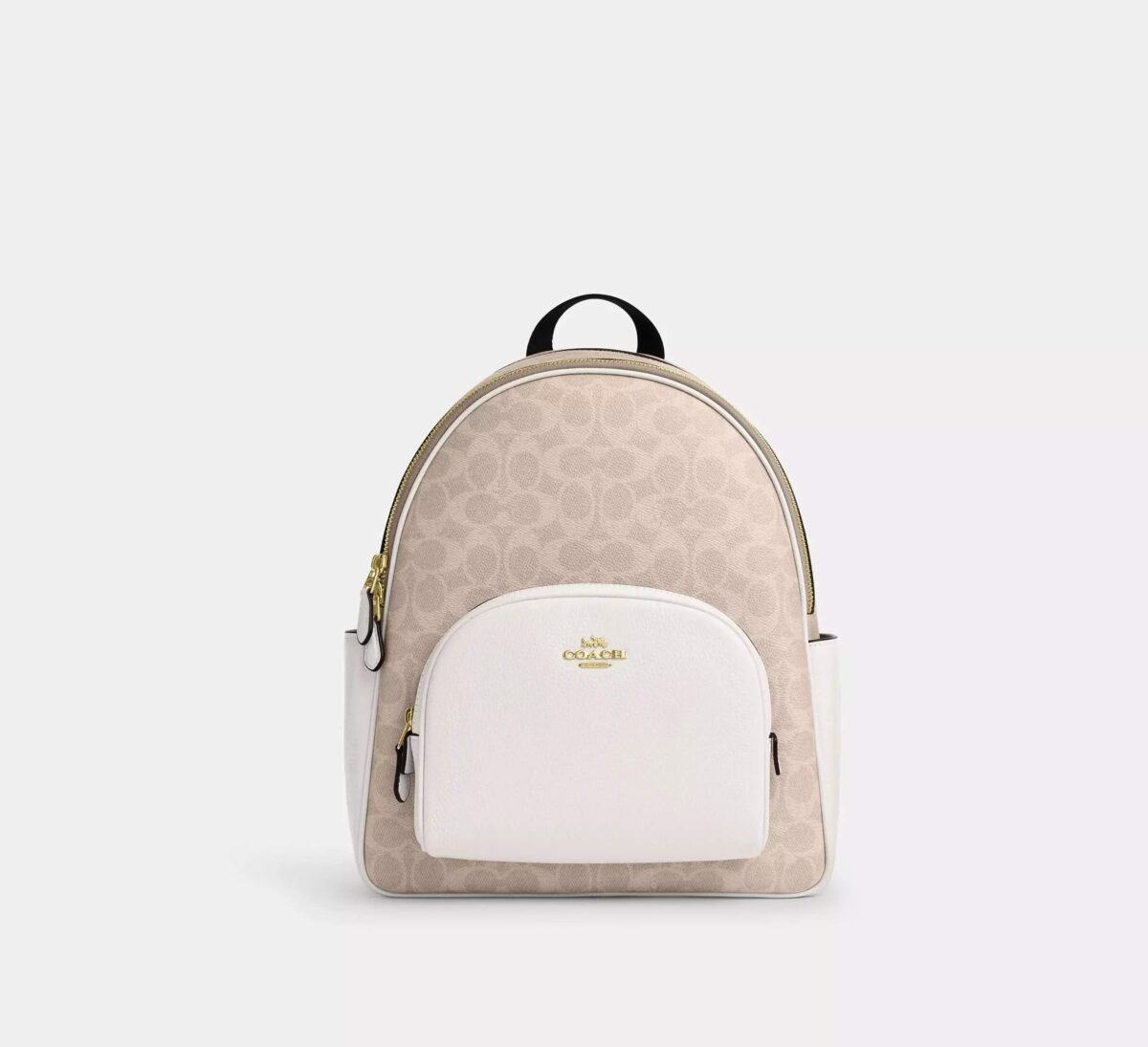 Coach Court Backpack In Signature Canvas Gold/Sand/Chalk