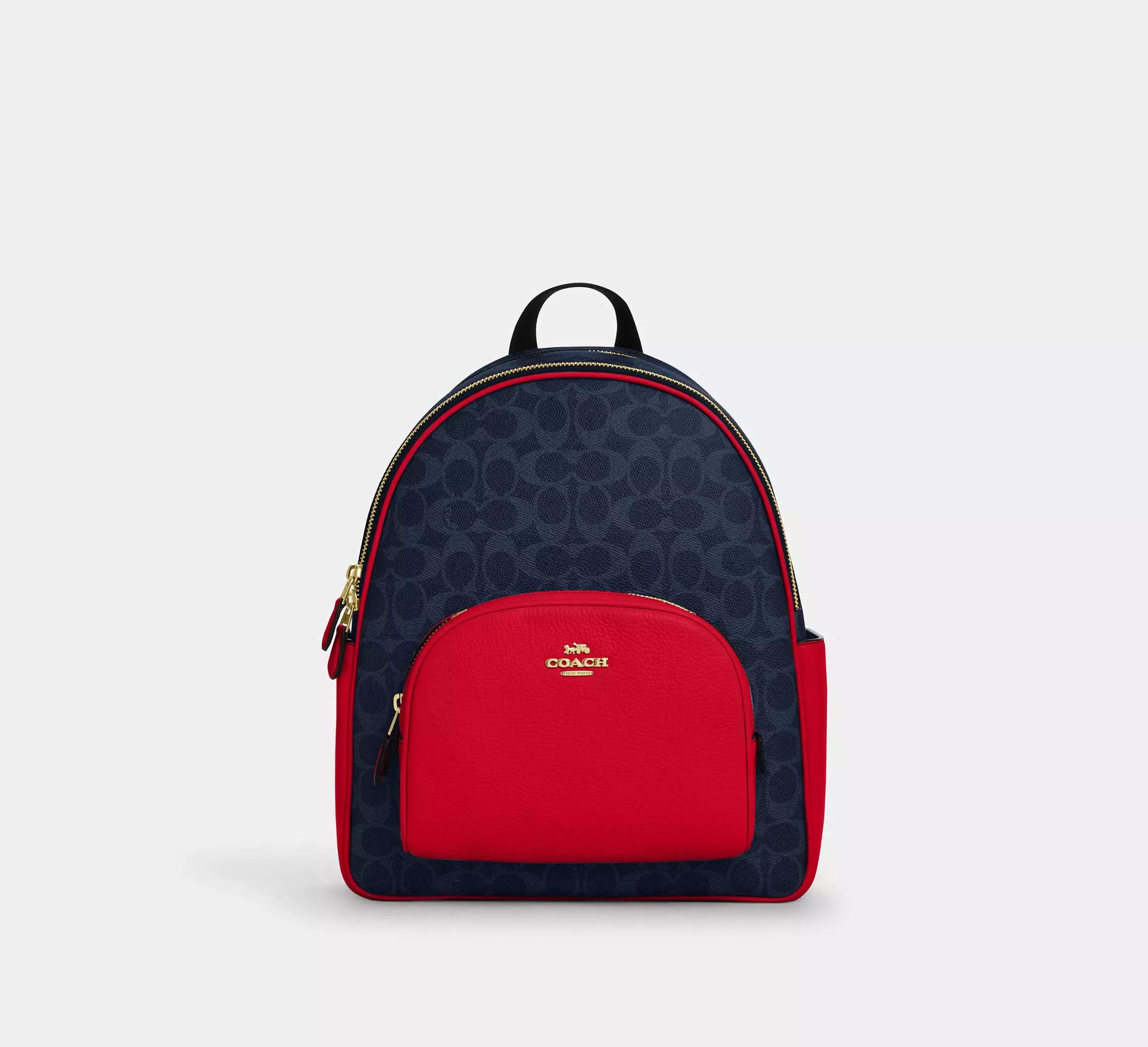 Coach Court Backpack In Signature Canvas Gold/Sand/Chalk