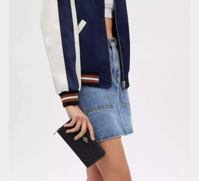 Long Zip Around Wallet In Signature Jacquard