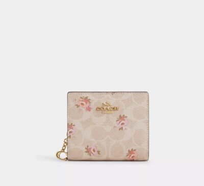Snap Wallet In Signature Canvas With Floral Print