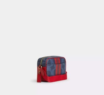 Mini Jamie Camera Bag In Signature Canvas With Varsity Stripe