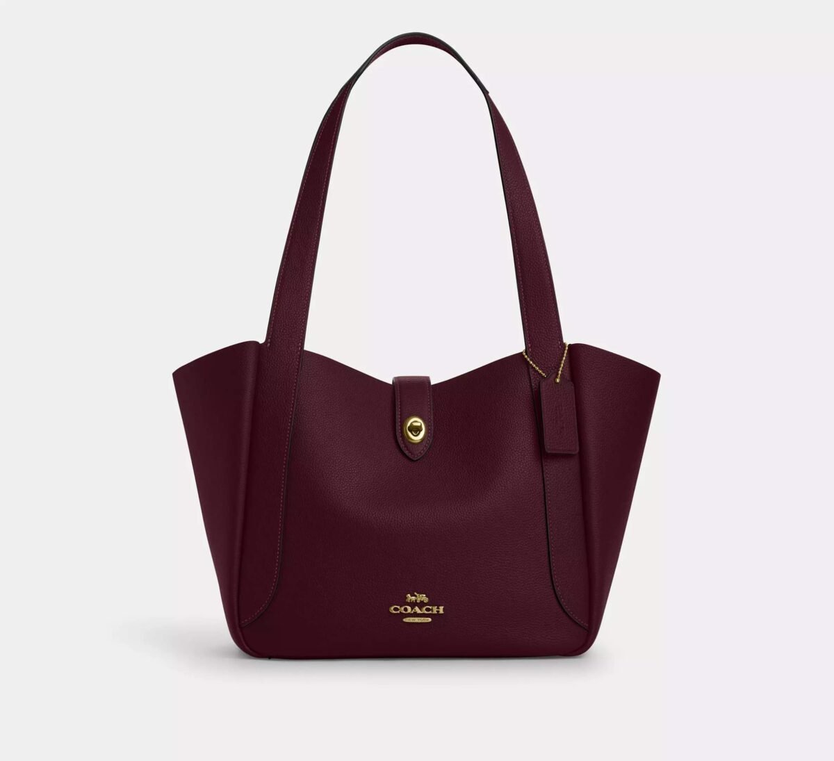 Coach Hadley Turnlock Tote Bag Dark Wine
