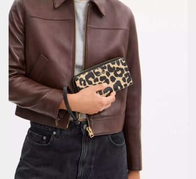 Long Zip Around Wallet With Leopard Print