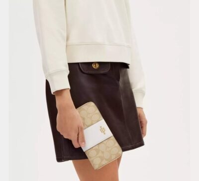 Long Zip Around Wallet In Signature Canvas With Stripe