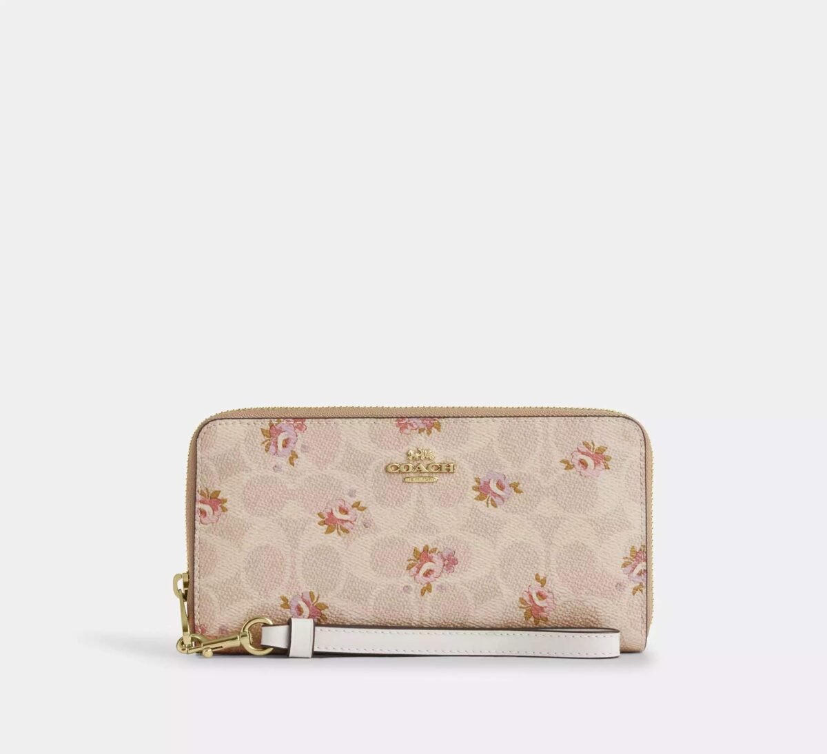 Long Zip Around Wallet In Signature Canvas With Floral Print
